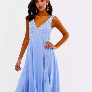 ASOS DESIGN midi sleeveless dress with lace bodice